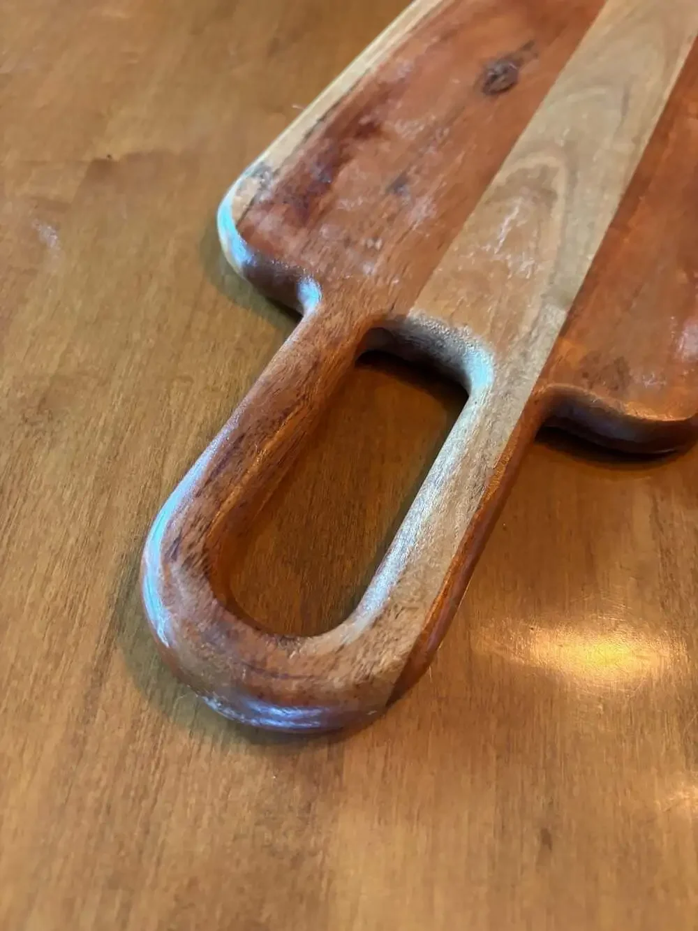Long Acacia Wood Serving Board with Dual Handles 33 Inches